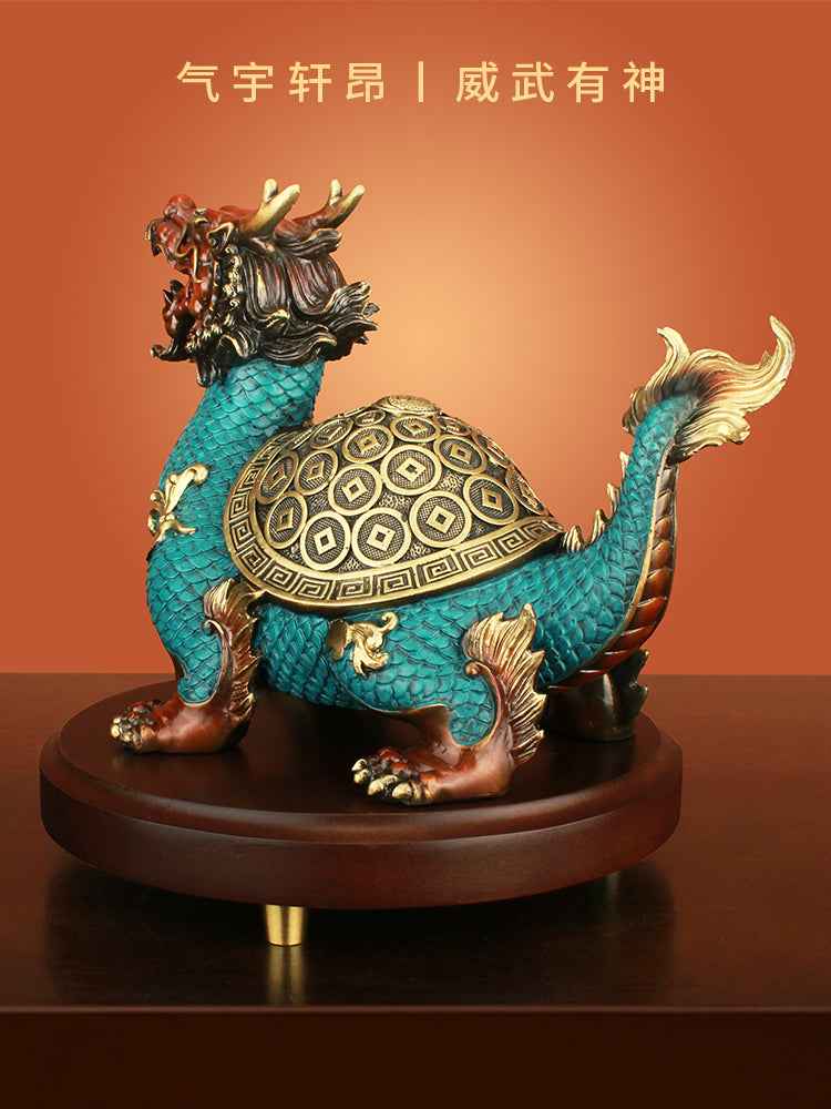 Pure Copper Colorful Bagua Money Turtle Pendant-