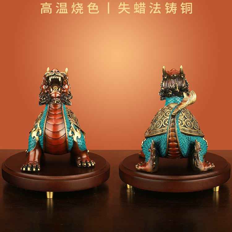 Pure Copper Colorful Bagua Money Turtle Pendant-