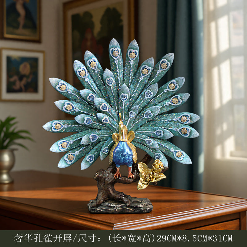 European Peacock Decoration - Luxury Artwork for Elegant Home Décor