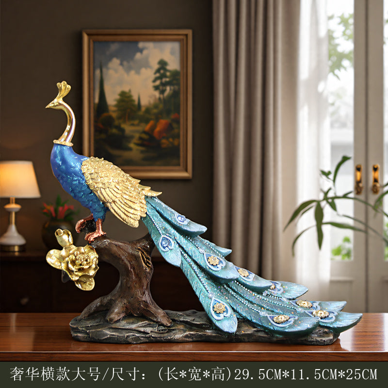 European Peacock Decoration - Luxury Artwork for Elegant Home Décor