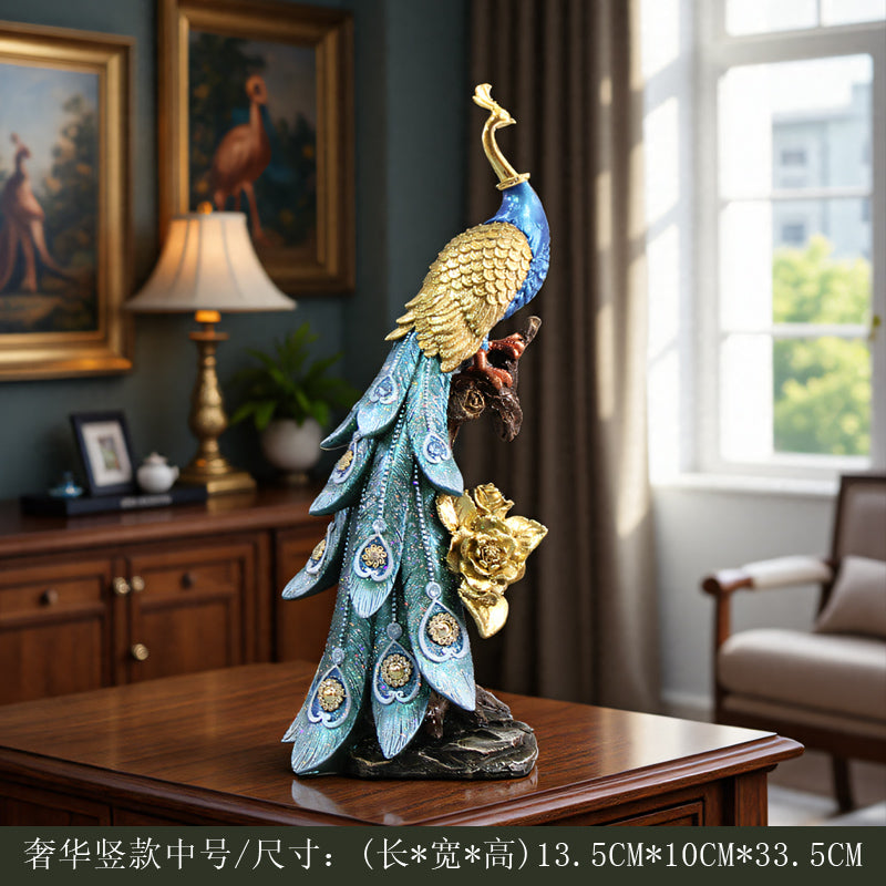 European Peacock Decoration - Luxury Artwork for Elegant Home Décor