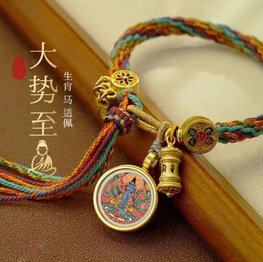 Tibetan Chakra Bracelet - Hand-Rubbed Cotton Thread Thangka Bracelet with Zodiac Signs