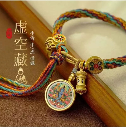 Tibetan Chakra Bracelet - Hand-Rubbed Cotton Thread Thangka Bracelet with Zodiac Signs