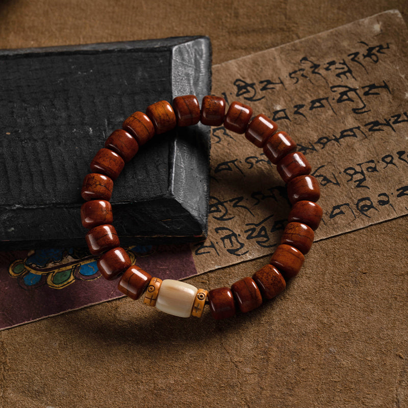 Tibetan Jade Bracelet with Yak Bone Accents