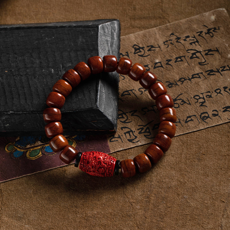 Tibetan Jade Bracelet with Yak Bone Accents
