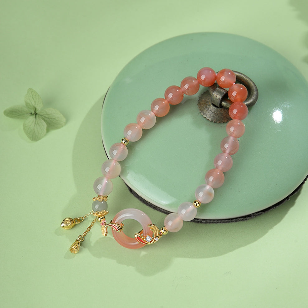 Koi Fish Peace Knot Agate Gradient Bracelet – Attract Fortune & Five-Element Protection
