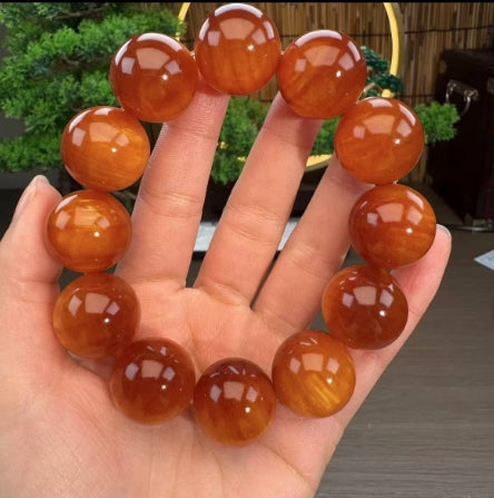 Agarwood Amber Wood Transparent Buddhist Beads Bracelet