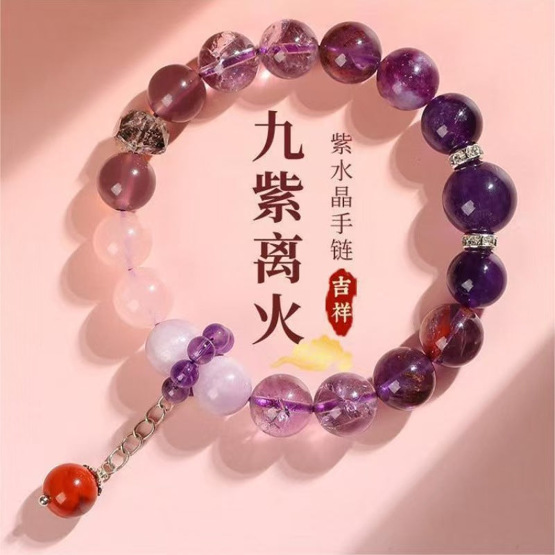 Nine Purple Fire Crystal Bracelet - 2025 Lucky Beads for the Year of the Dragon