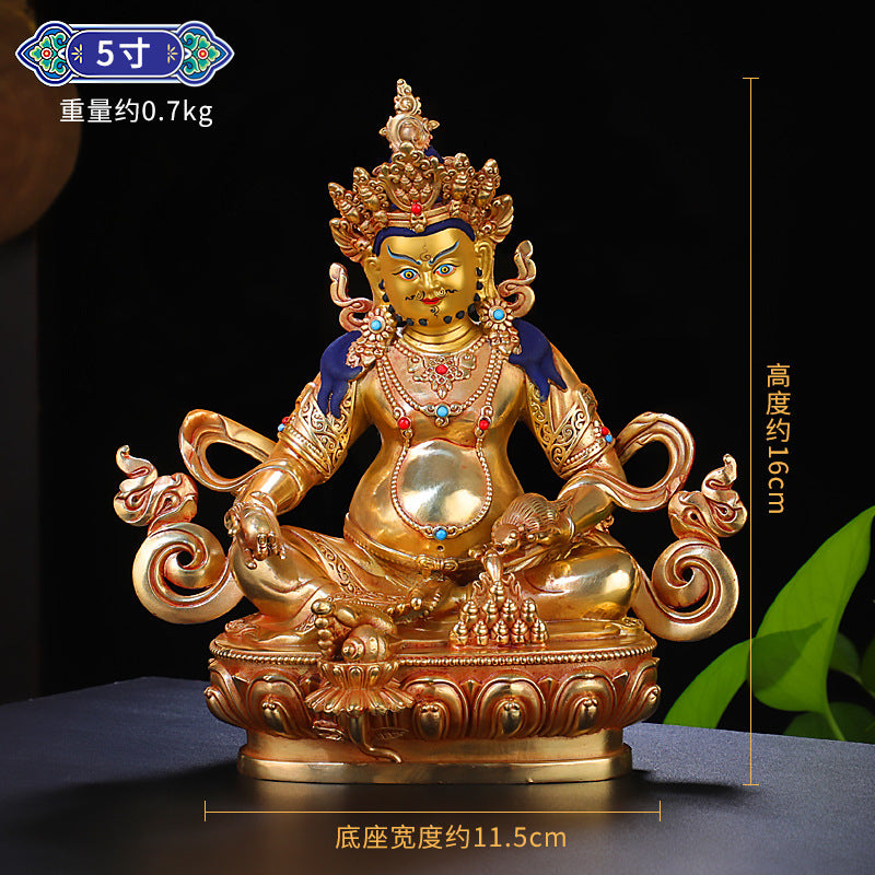 Yellow Tibetan Buddha Pendant - Finely Crafted Brass Tantric Statue of Wealth