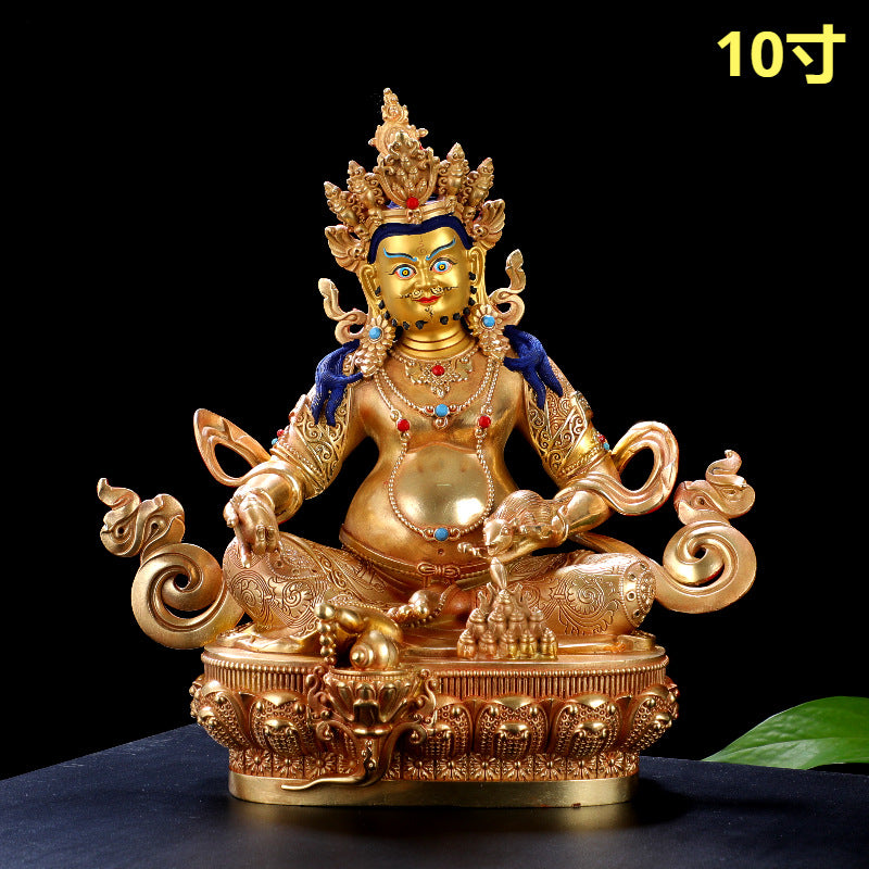Yellow Tibetan Buddha Pendant - Finely Crafted Brass Tantric Statue of Wealth