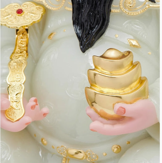 Inlaid Gold Ruyi Yuanbao God of Wealth Statue Enshrinement