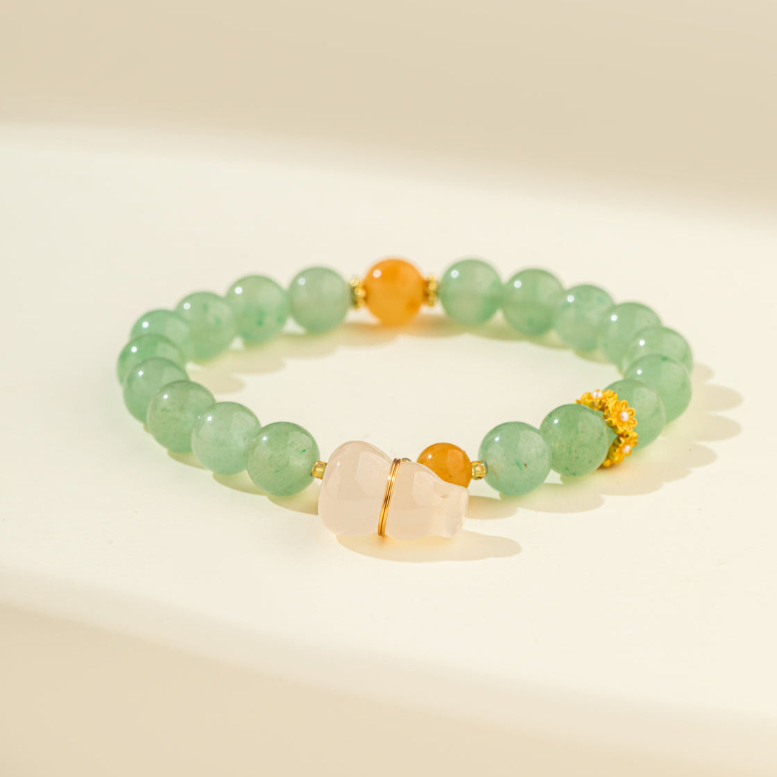 Jade Gourd Sculpture Gold Bracelet-【Natural Energy & Handmade】