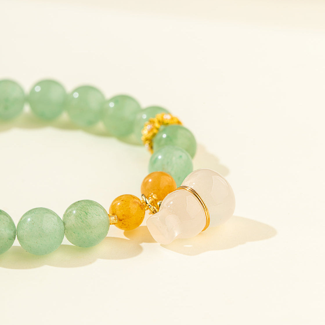 Jade Gourd Sculpture Gold Bracelet-【Natural Energy & Handmade】