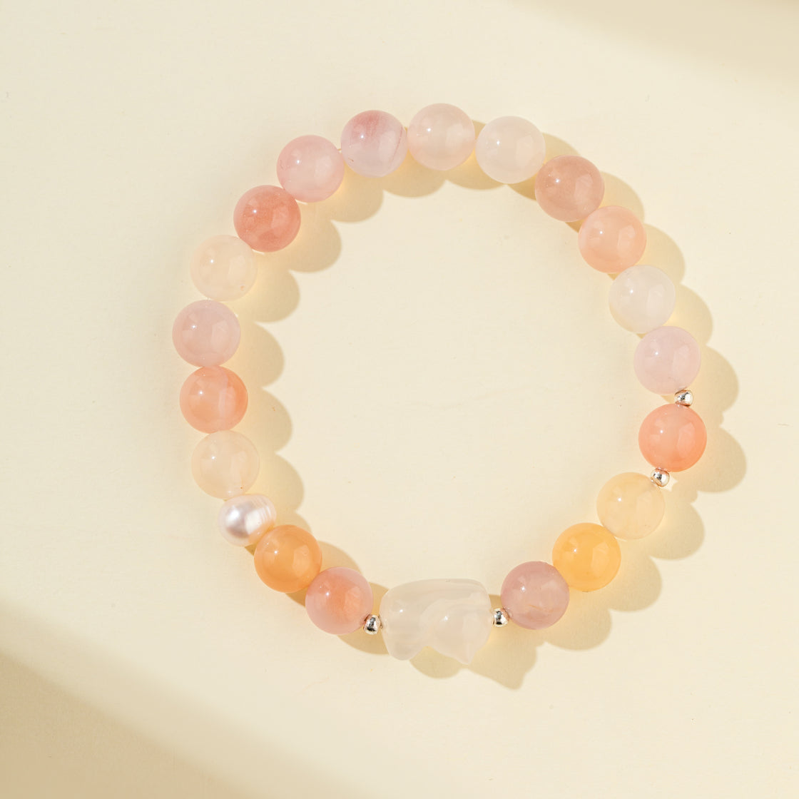 Strawberry Crystal Pearl Jade Cat Sculpture Bracelet-【Natural Energy & Handmade】