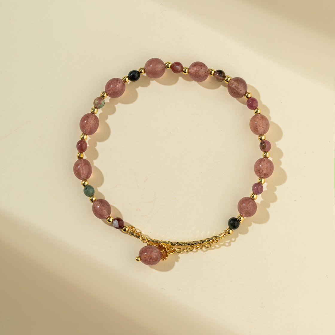 Multicolor Crystal Quartz Gold Bracelet-【Natural Energy & Handmade】