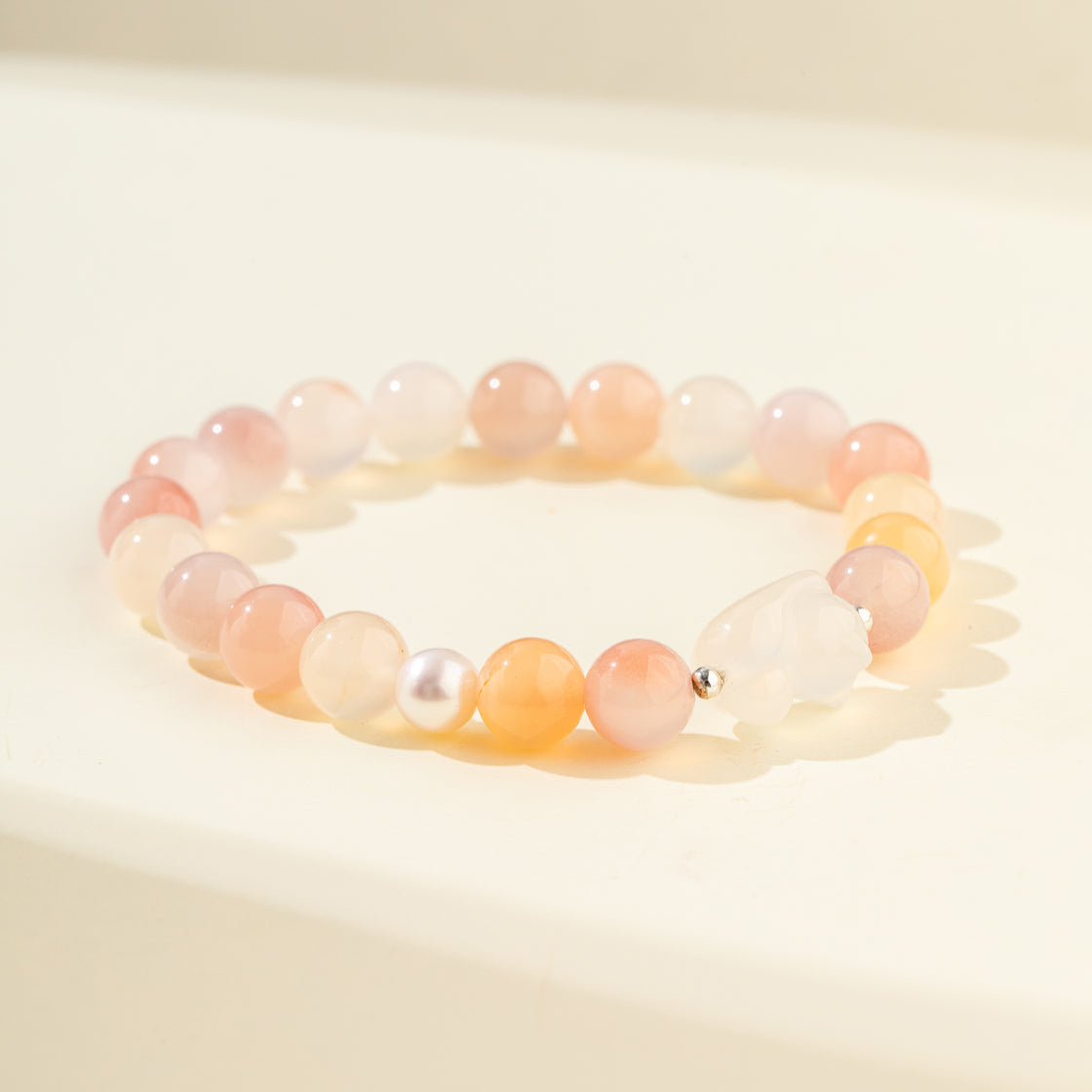 Strawberry Crystal Pearl Jade Cat Sculpture Bracelet-【Natural Energy & Handmade】