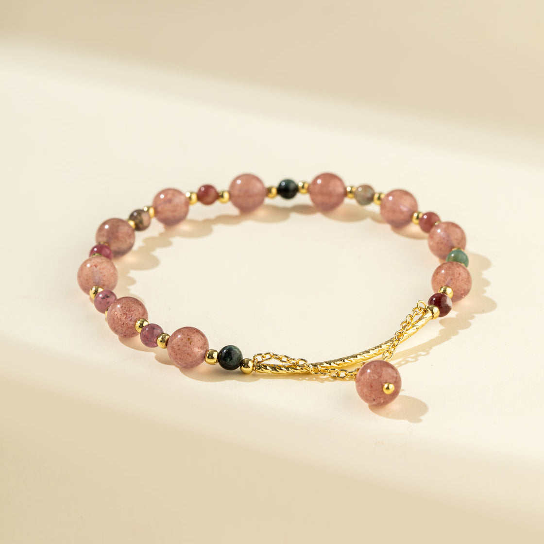 Multicolor Crystal Quartz Gold Bracelet-【Natural Energy & Handmade】