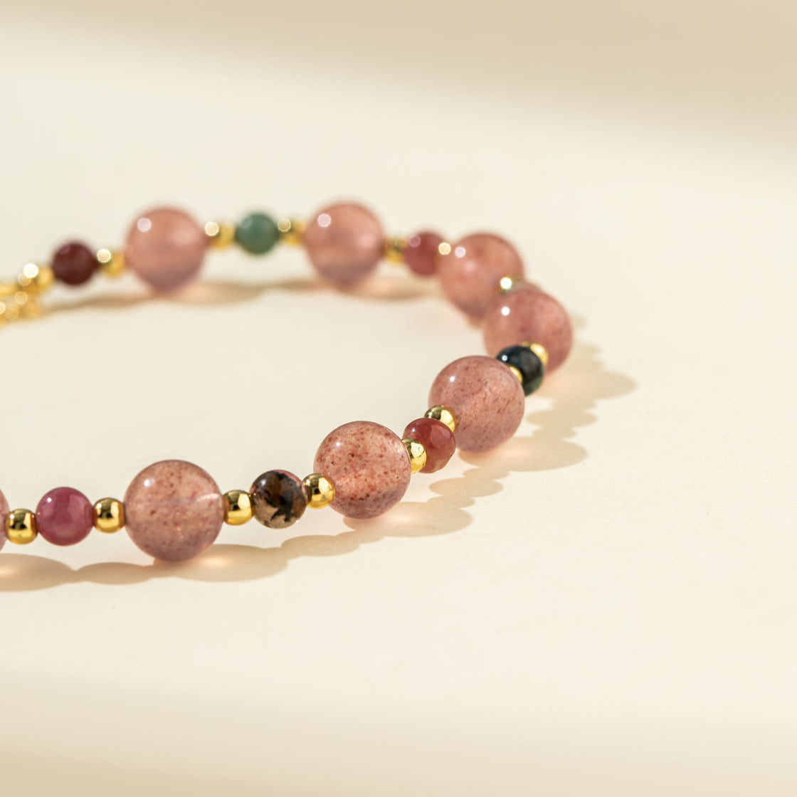 Multicolor Crystal Quartz Gold Bracelet-【Natural Energy & Handmade】