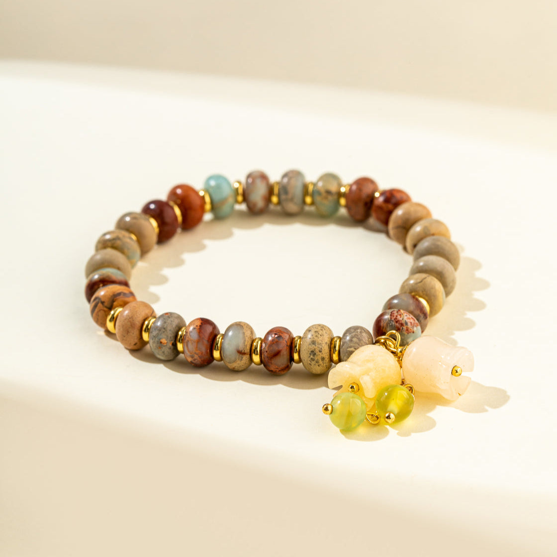 Flower Agate Gold Bracelet-【Natural Energy & Handmade】