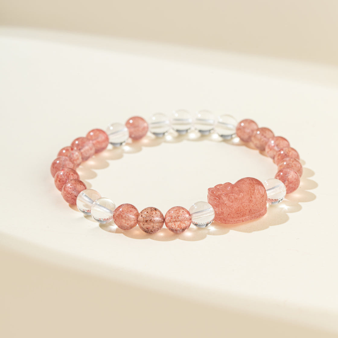 Strawberry Crystal Animal Sculpture Bracelet-【Natural Energy & Handmade】