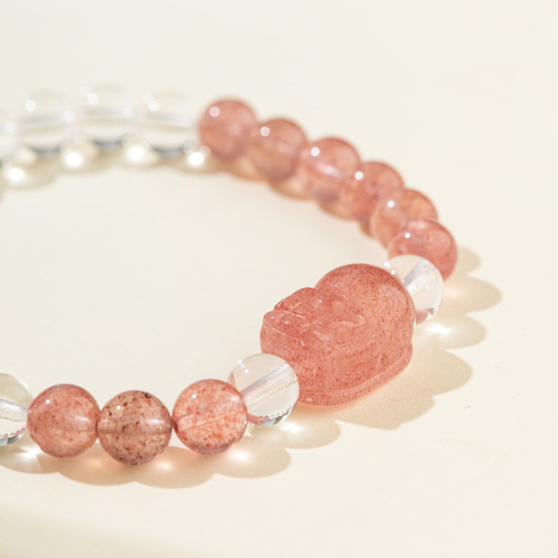 Strawberry Crystal Animal Sculpture Bracelet-【Natural Energy & Handmade】