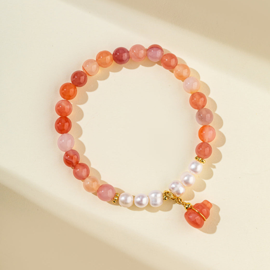 Strawberry Crystal Pearl Jade Gourd Sculpture Bracelet-【Natural Energy & Handmade】