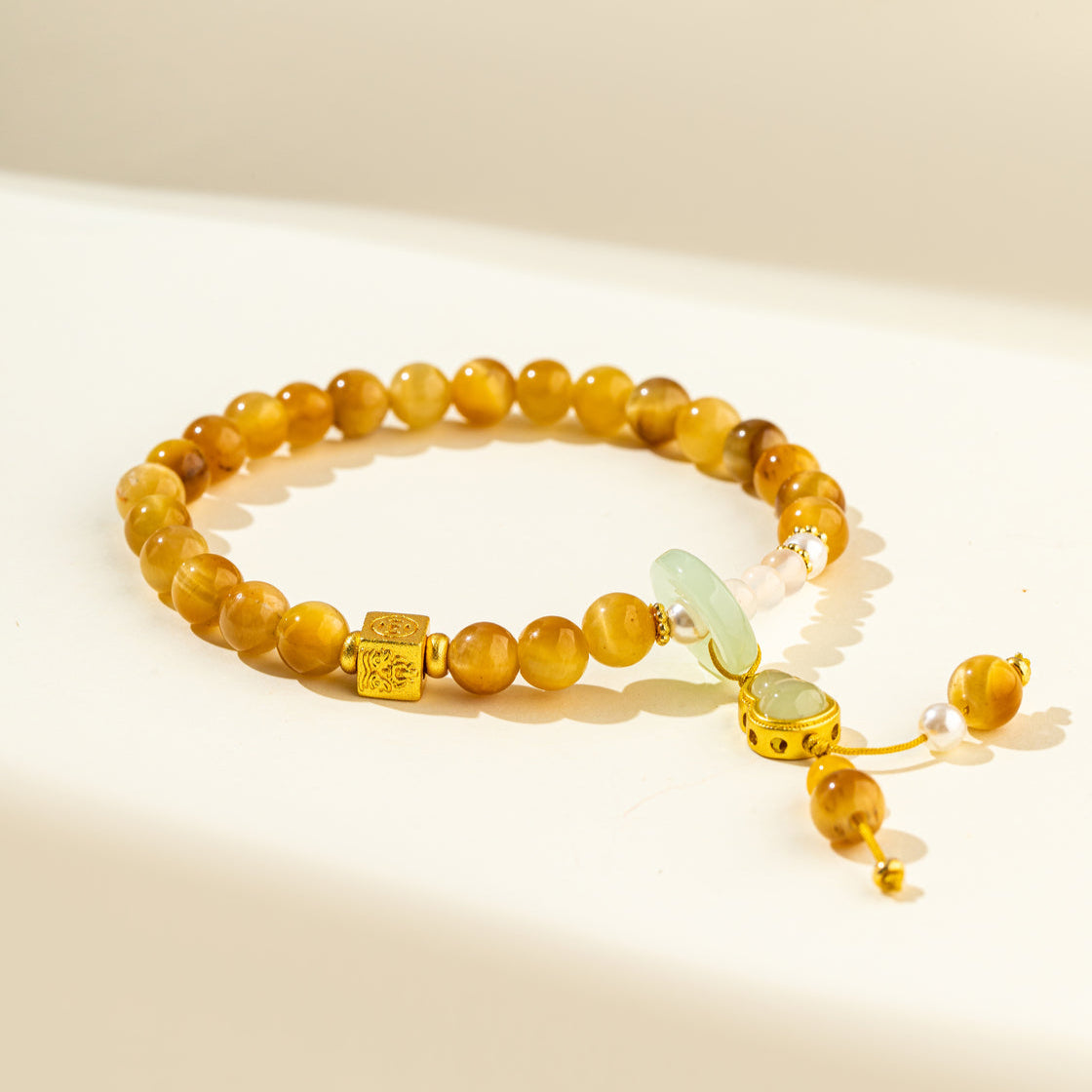 Crystal Jade Gold Pearl Gourd Sculpture Bracelet-【Natural Energy & Handmade】