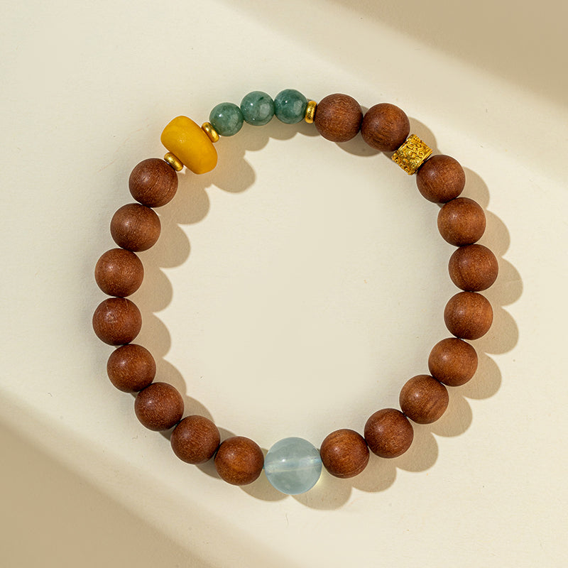 Natural Sandalwood Agate Crystal Bracelet-【Natural Energy & Handmade】