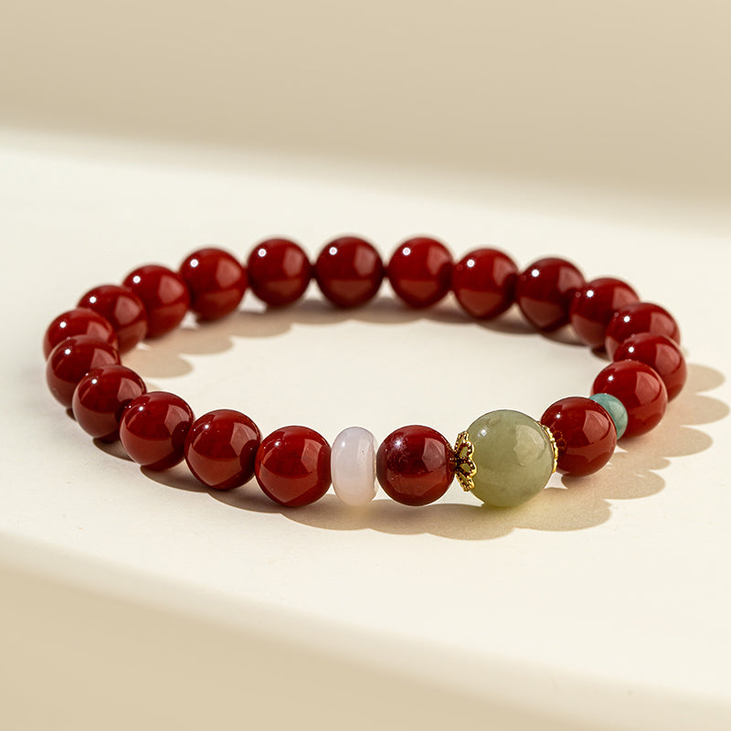 Natural Jade Red Agate Gold Bracelet-【Natural Energy & Handmade】