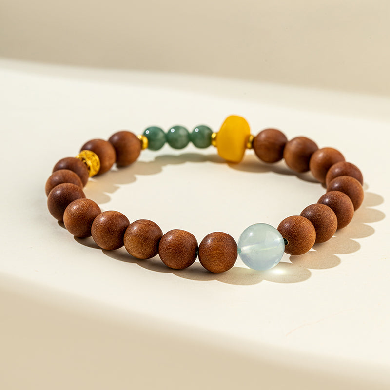 Natural Sandalwood Agate Crystal Bracelet-【Natural Energy & Handmade】