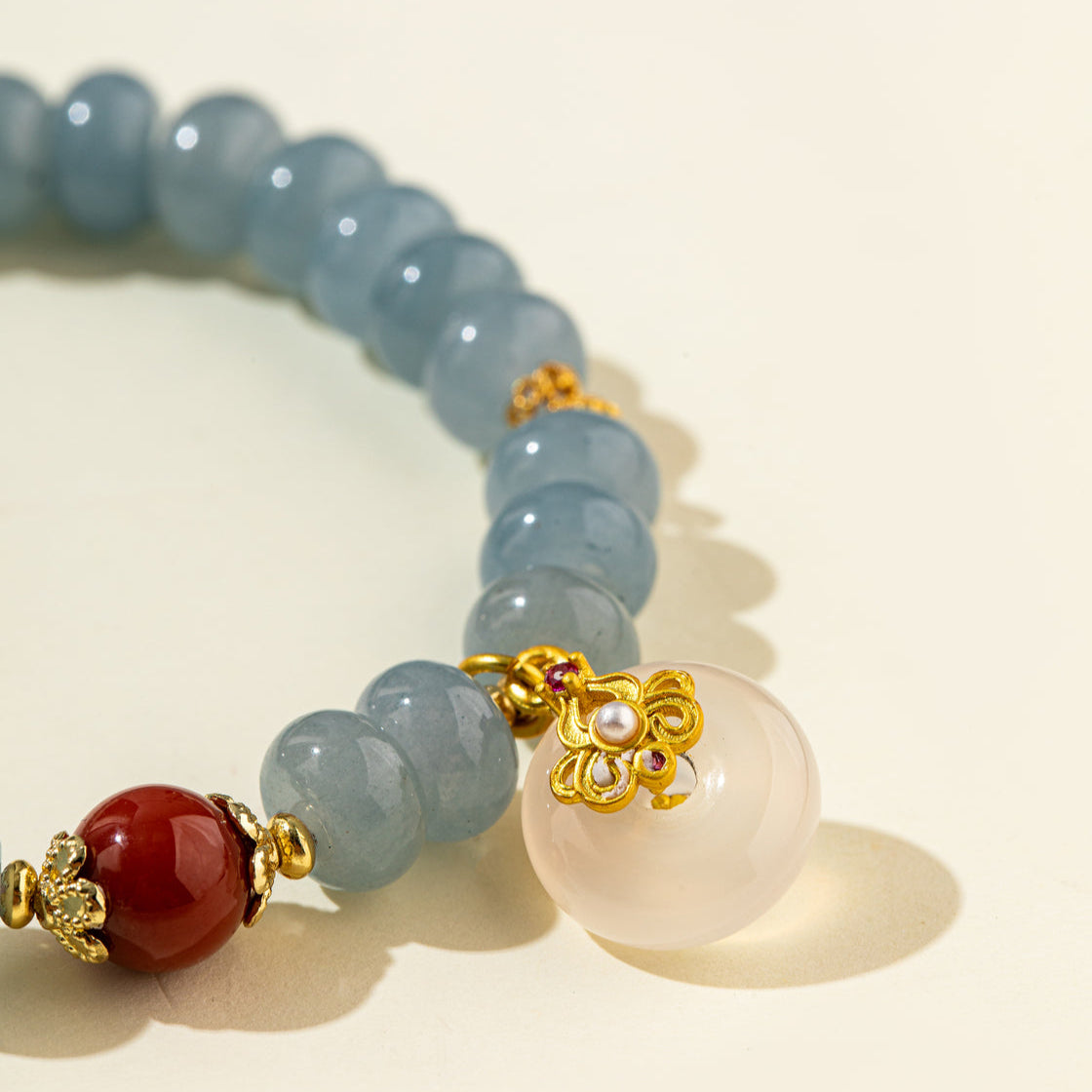 Sapphire Agate Jade Pearl Gold Bracelet-【Natural Energy & Handmade】