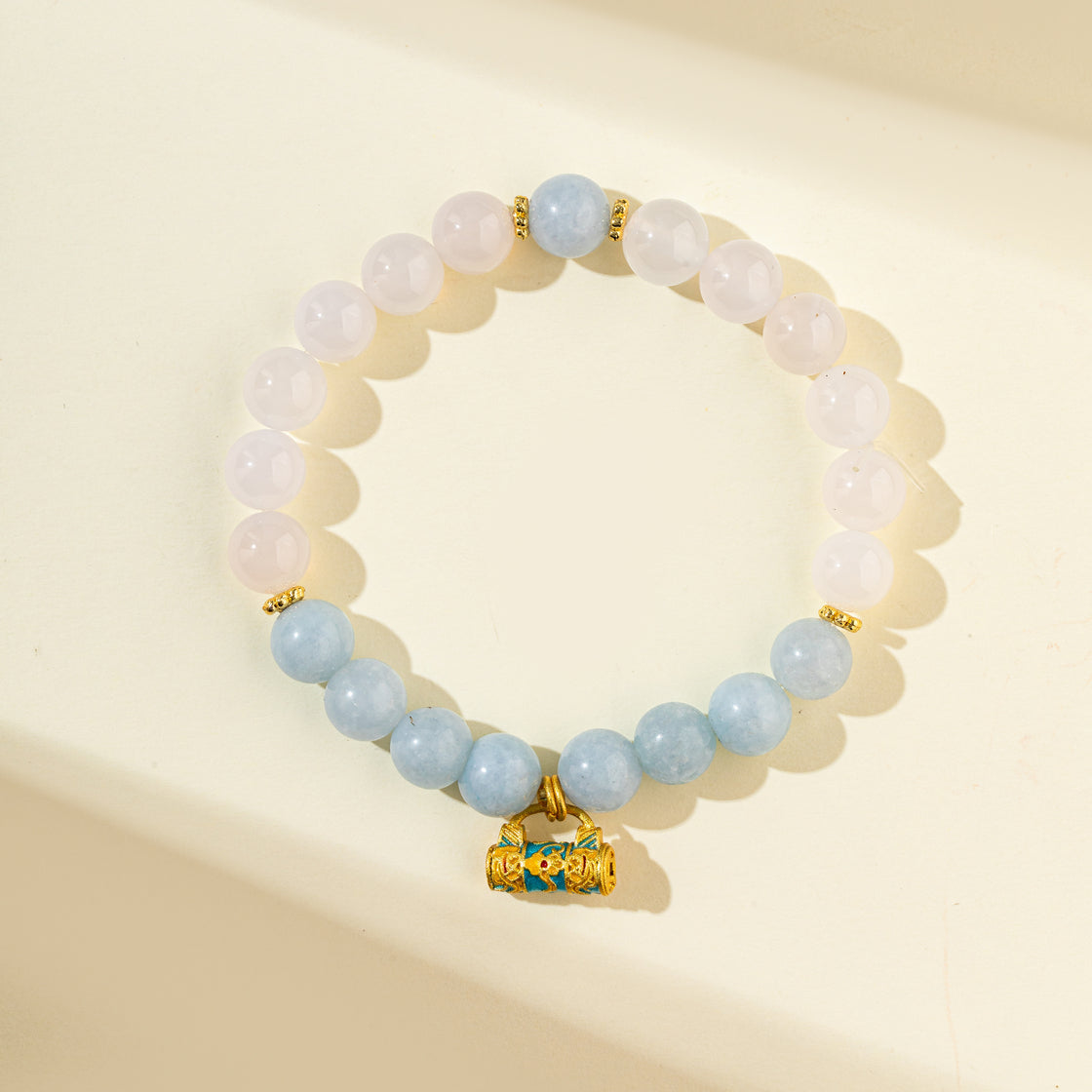 Crystal Agate Sky Heart Gold Lock Sculpture Bracelet-【Natural Energy & Handmade】