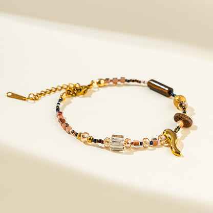 Czech Quartz Crystal Gold Bracelet-Natural Energy & Handmade