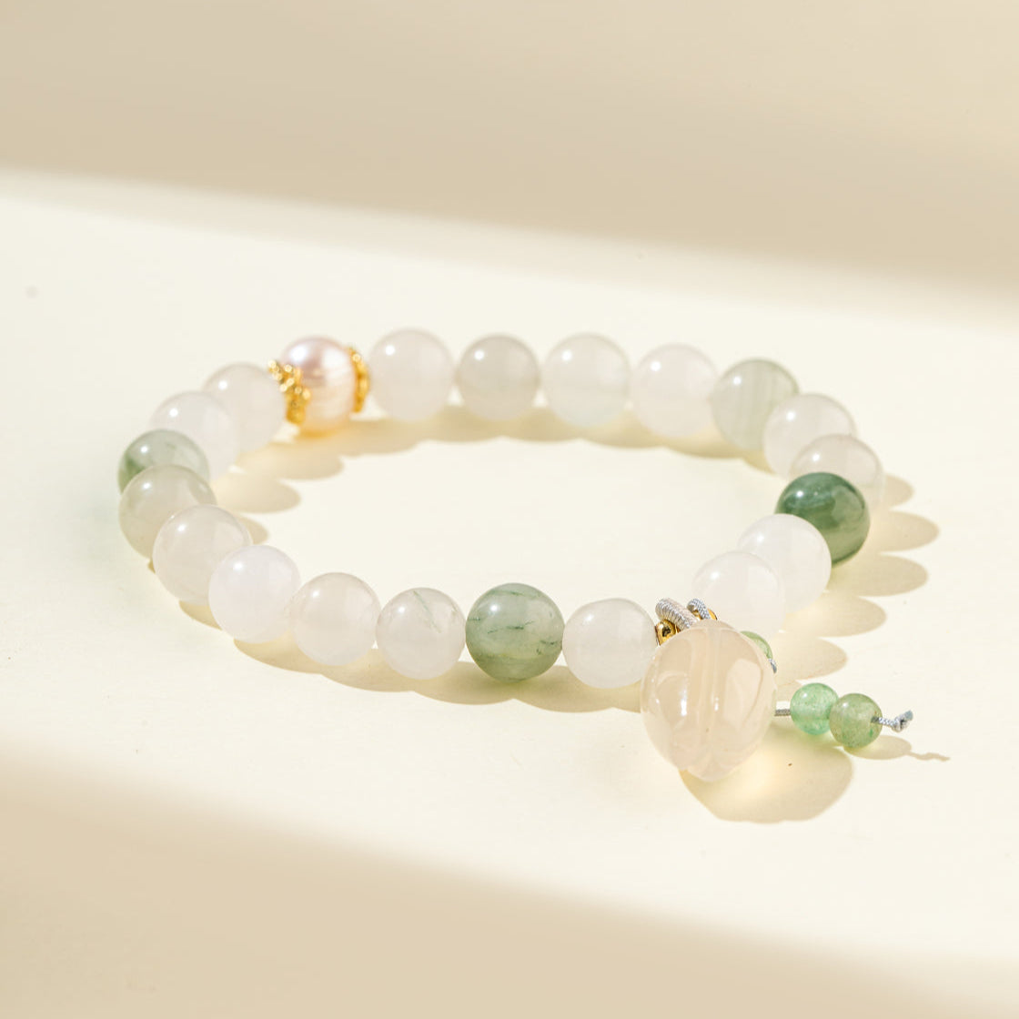 Jade Crystal Pearl Flower Sculpture Bracelet-【Natural Energy & Handmade】