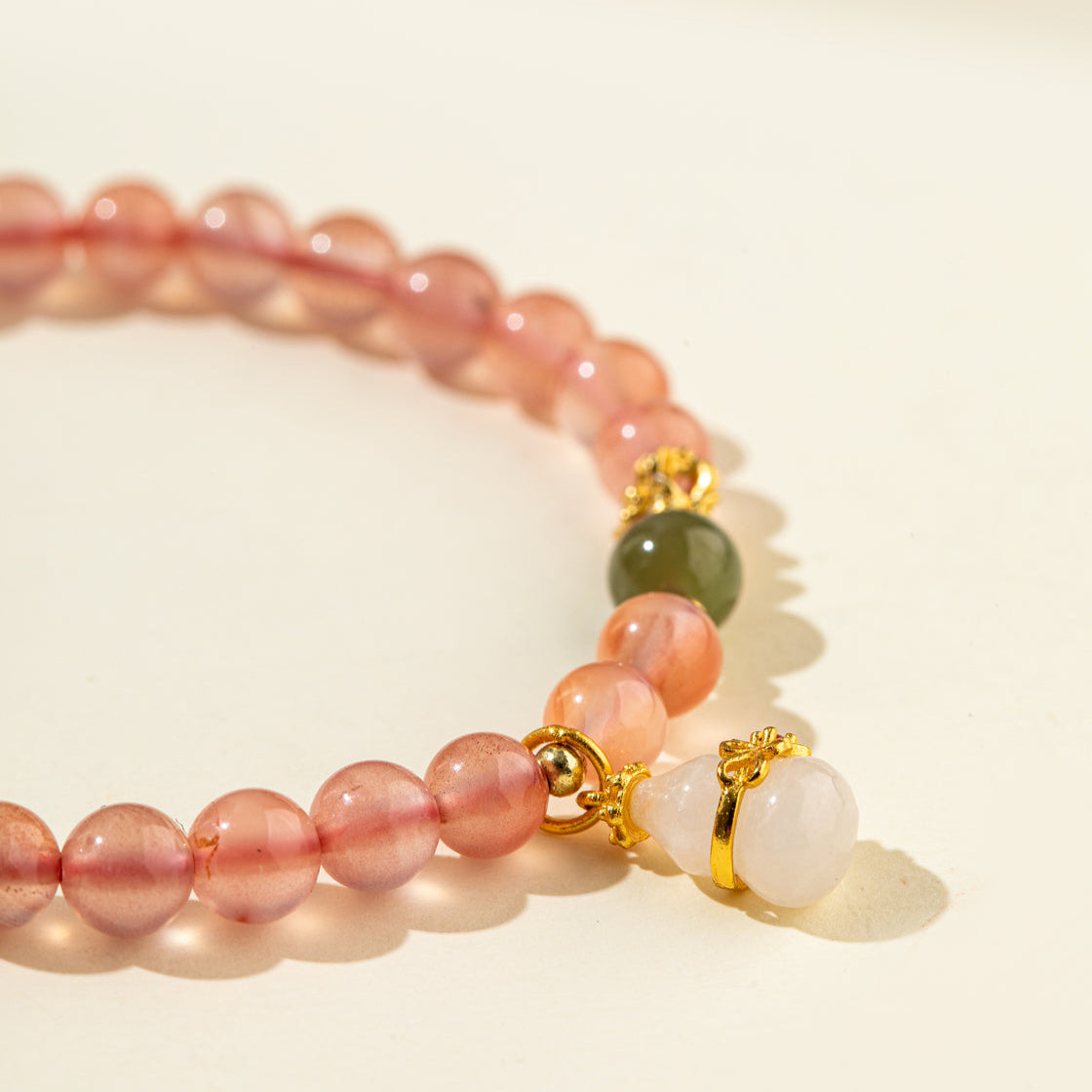 Red Crystal Flame Heart Jade Gold Bracelet-【Natural Energy & Handmade】