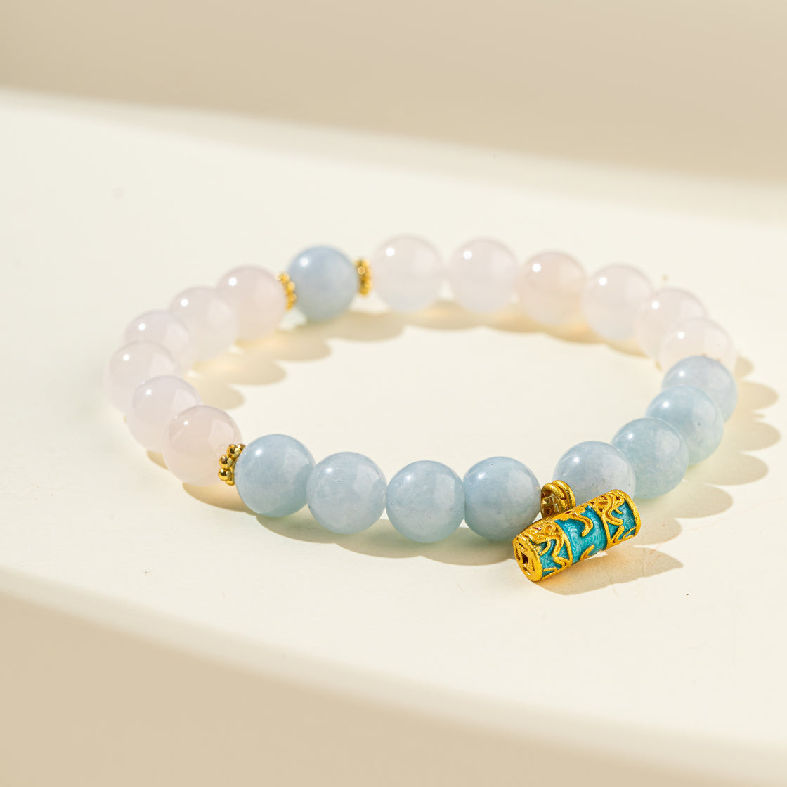 Crystal Agate Sky Heart Gold Lock Sculpture Bracelet-【Natural Energy & Handmade】