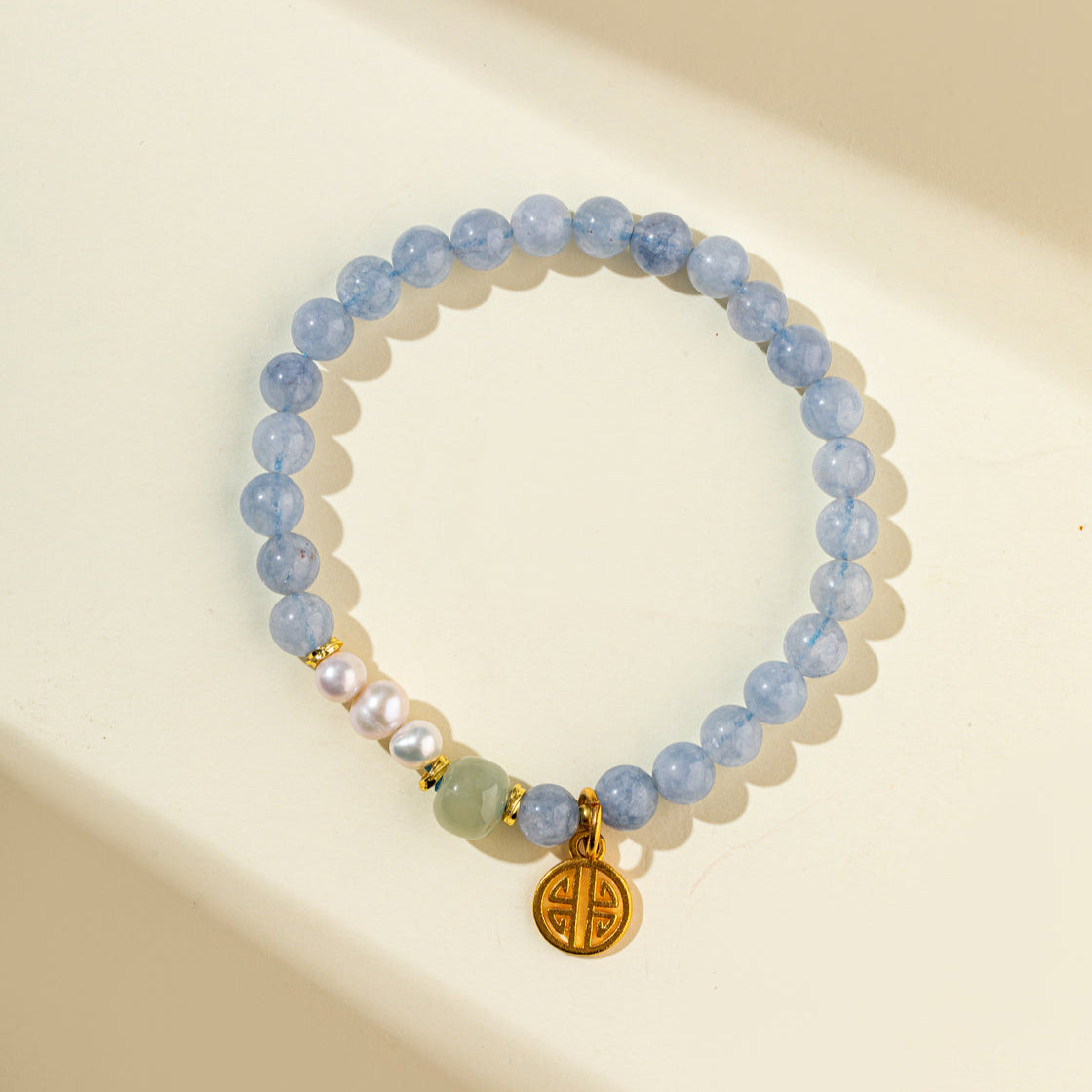 Ocean Crystal Pearl Jade Gold Bracelet-【Natural Energy & Handmade】