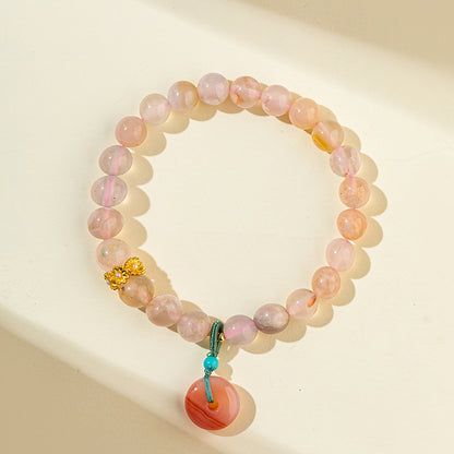 Pink Agate Gold Bracelet- Energy & Handmade