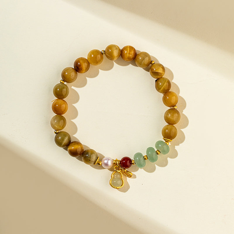 Citrine Jade Agate Pearl Gold Bracelet-【Natural Energy & Handmade】