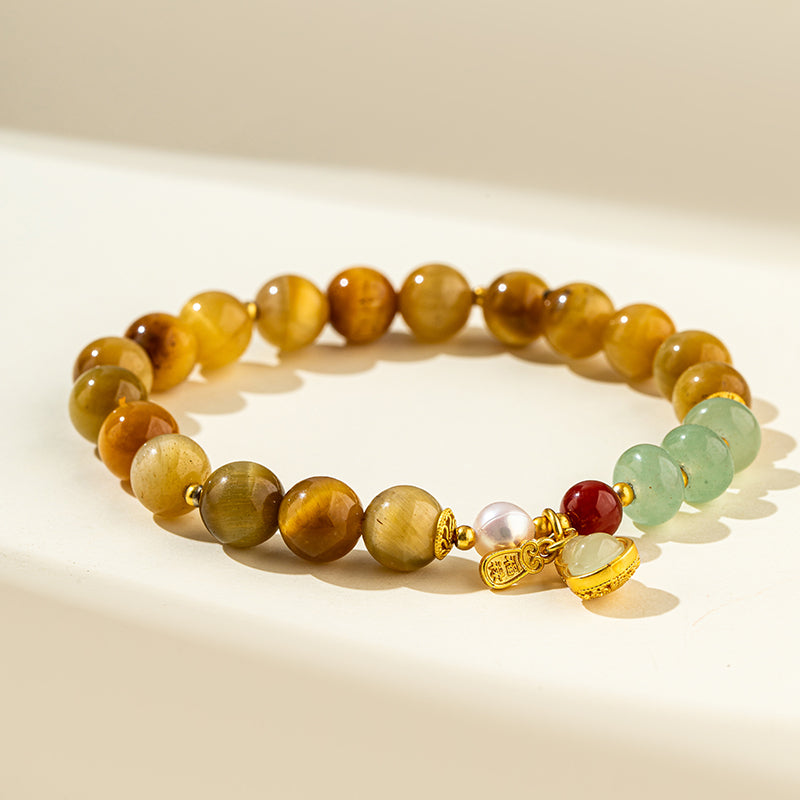 Citrine Jade Agate Pearl Gold Bracelet-【Natural Energy & Handmade】