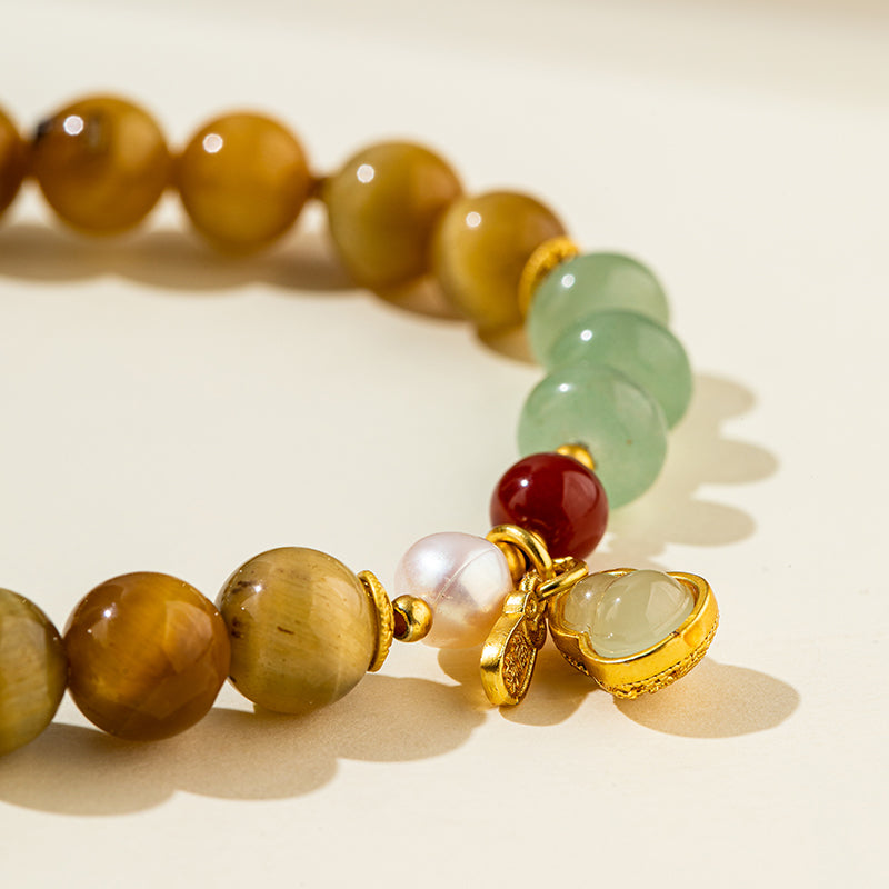 Citrine Jade Agate Pearl Gold Bracelet-【Natural Energy & Handmade】