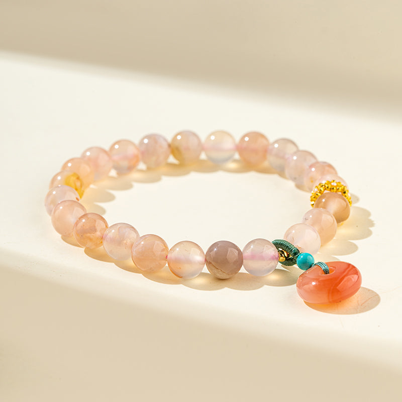 Pink Agate Gold Bracelet- Energy & Handmade