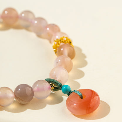 Pink Agate Gold Bracelet- Energy & Handmade