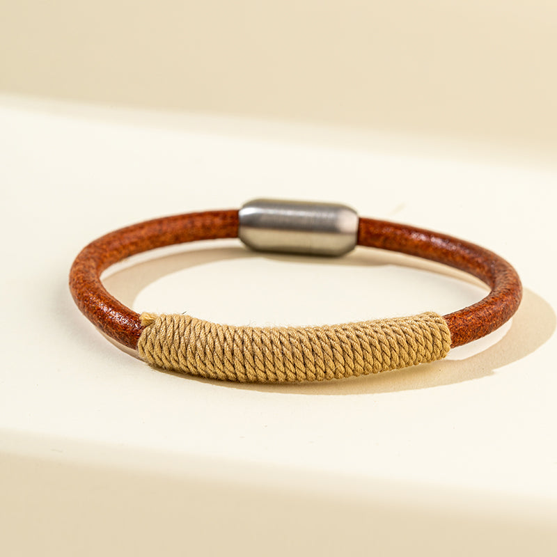 Rattan weaving silver bracelet-Natural Energy & Handmade