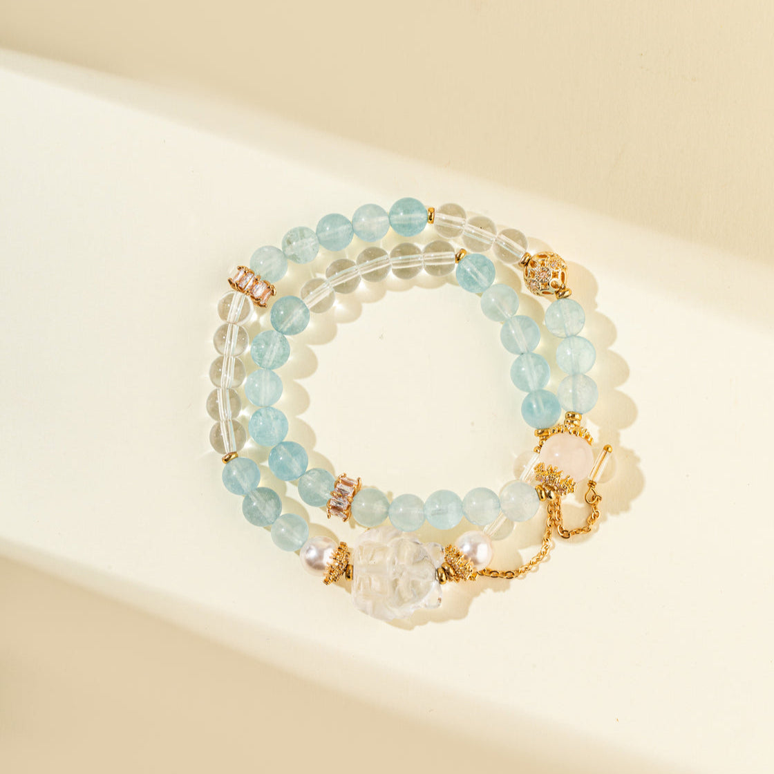 Jade Crystal Pearl Fox Sculpture Bracelet-【Natural Energy & Handmade】