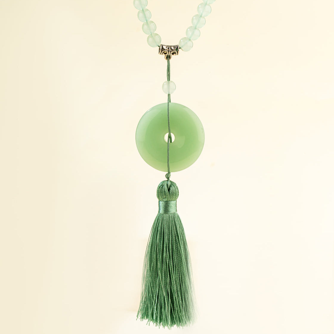 Green Crystal Jade Long Necklace-【Natural Energy & Handmade】