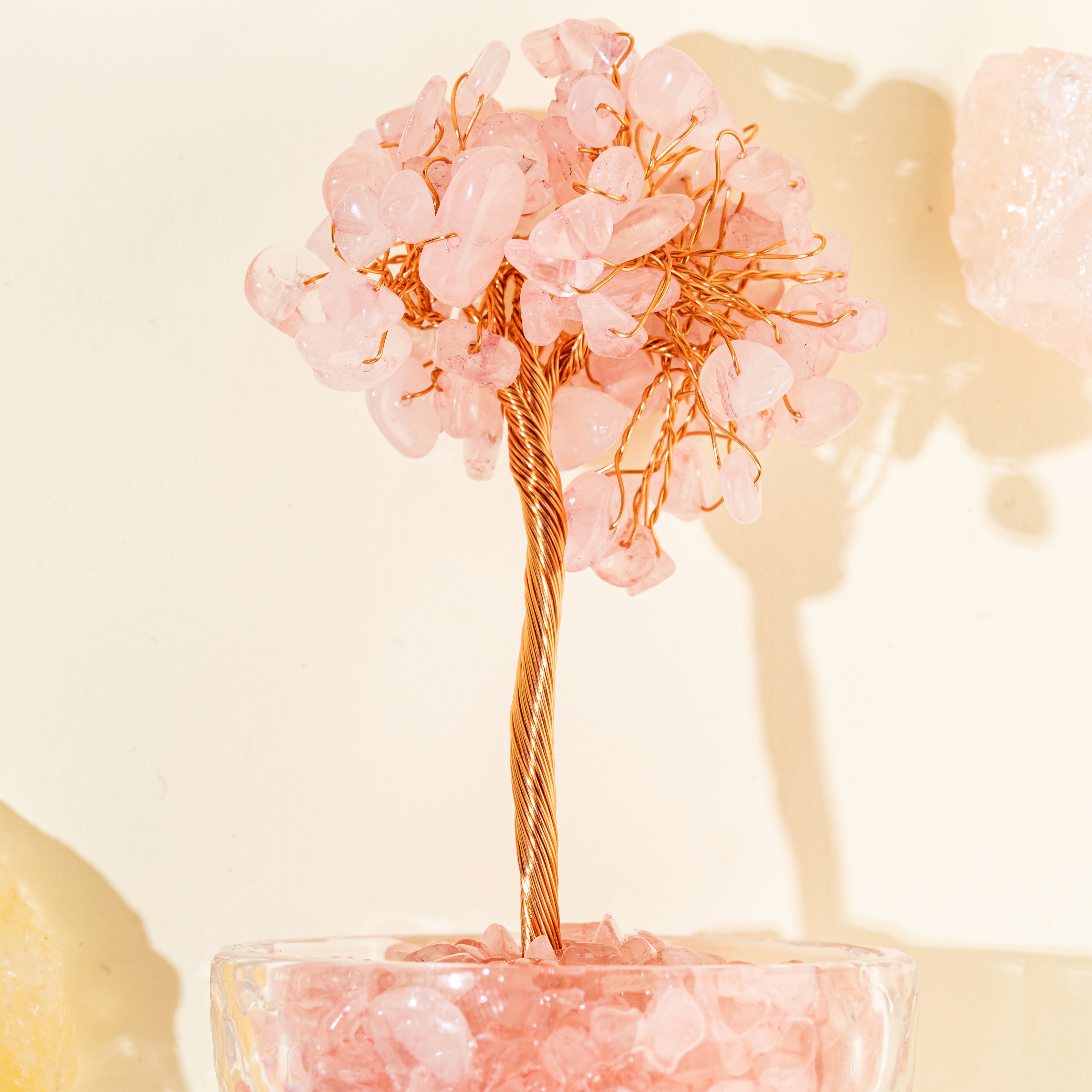 Small Pink Crystal Prosperity Tree Home Decoration