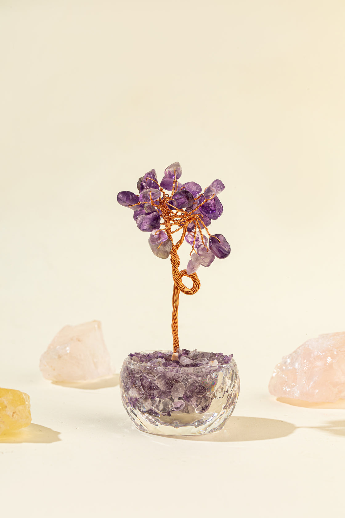 Small Pink Crystal Prosperity Tree Home Decoration