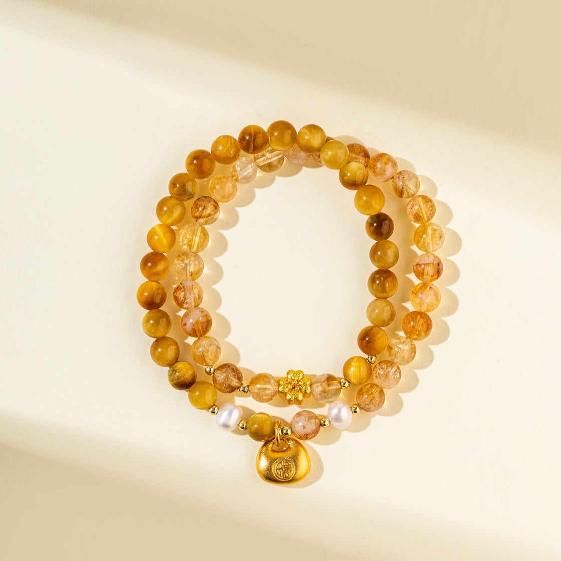 Crystal Agate Pearl Gold Bracelet-【Natural Energy & Handmade】