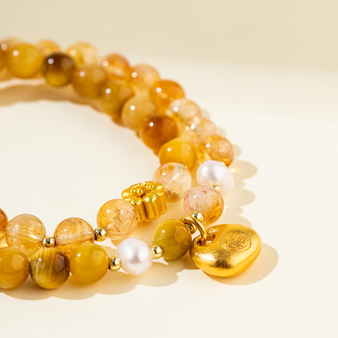 Crystal Agate Pearl Gold Bracelet-【Natural Energy & Handmade】